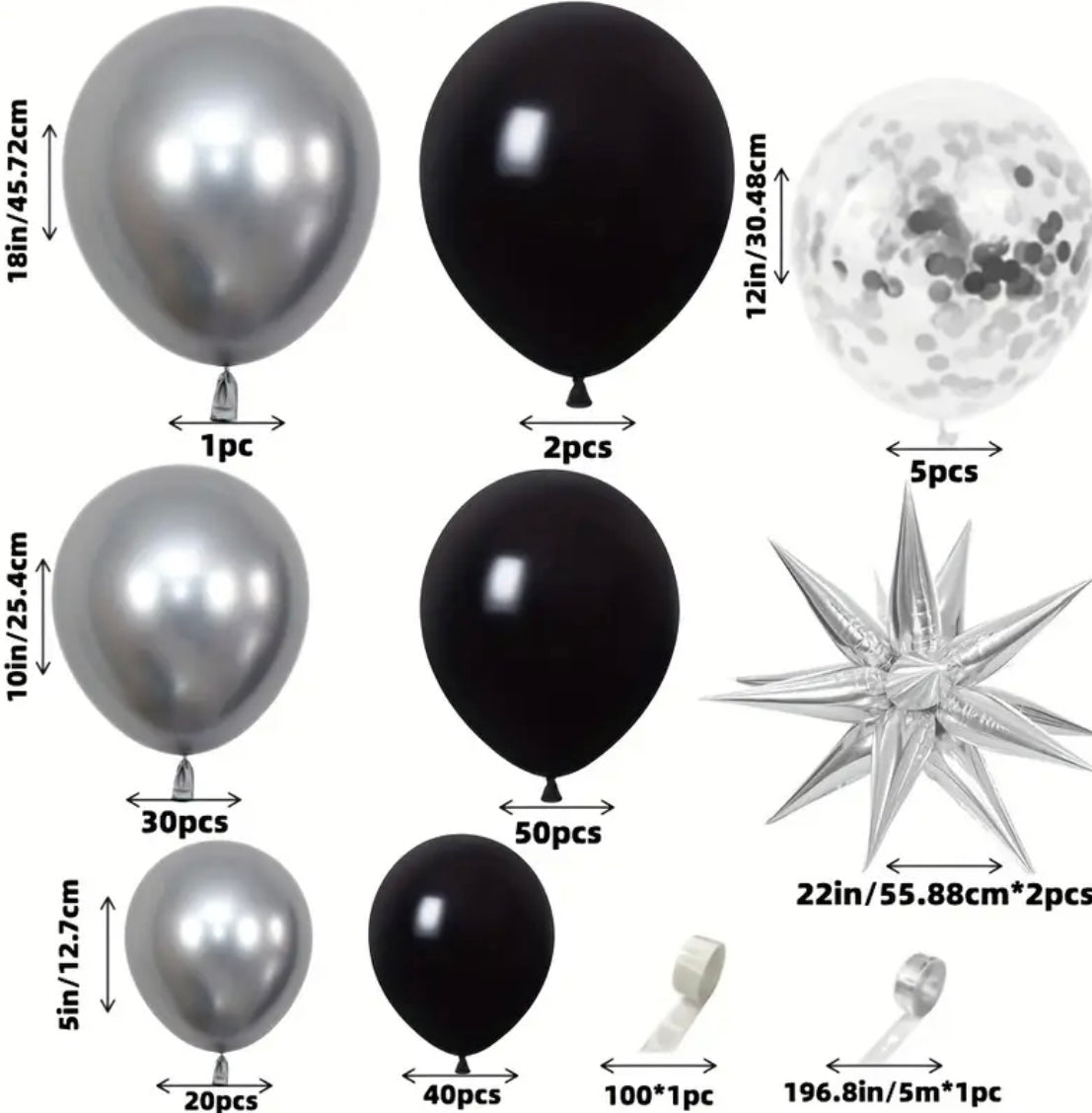 Silver Star Ballons Kit