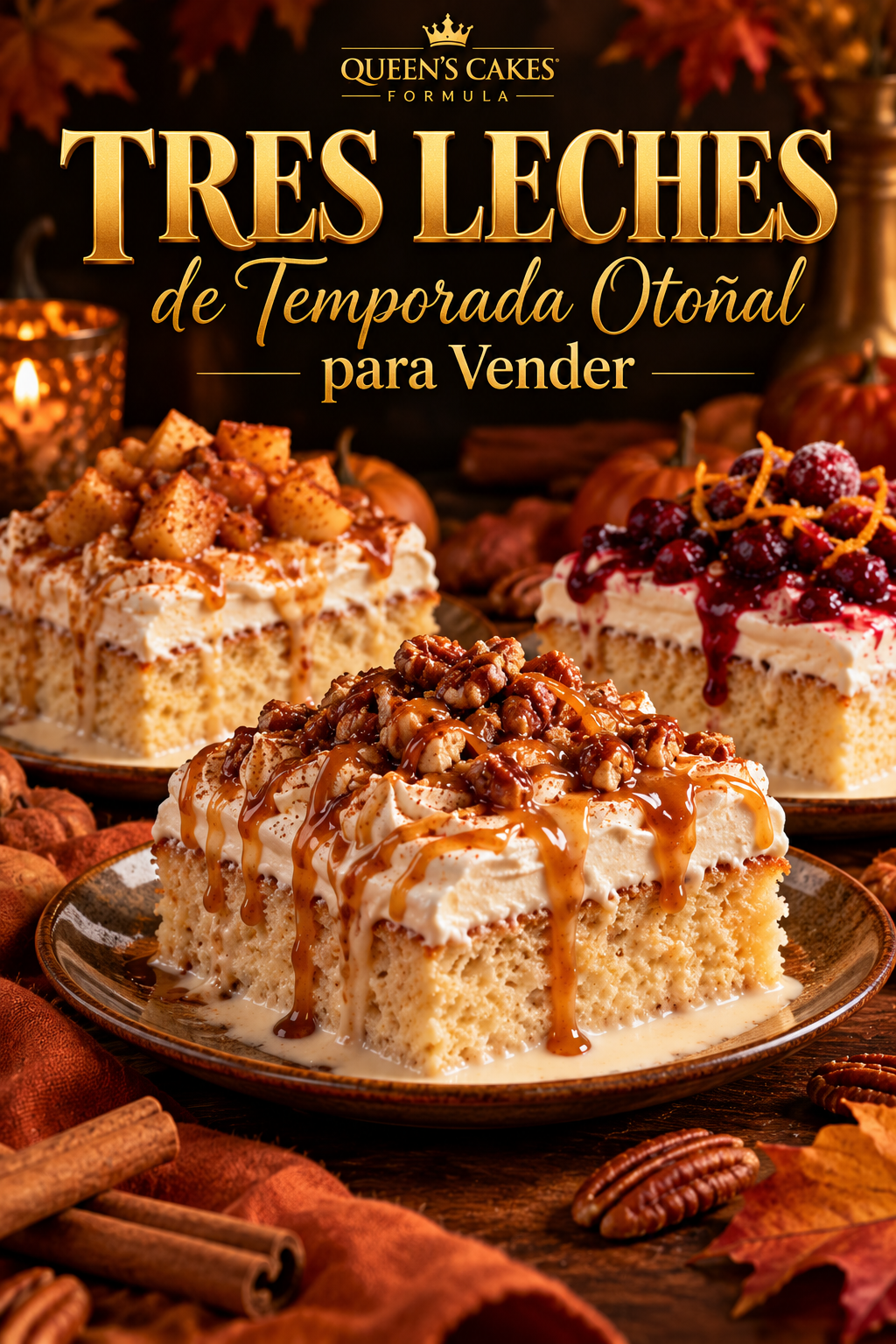 Recetario de Tres Leches  de Temporada Otoñal para Vender | Recetario Digital